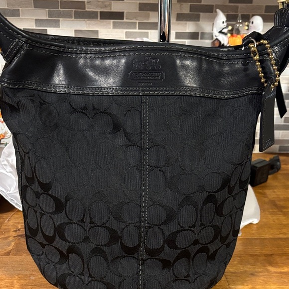 Coach Black Monogram Shoulder Bag - Picture 1 of 15